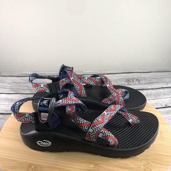 Chaco Shoes - Chaco Women's Size 7 Red Navy Yellow Sport Sandals Adjustable Buckle Shoes EUC